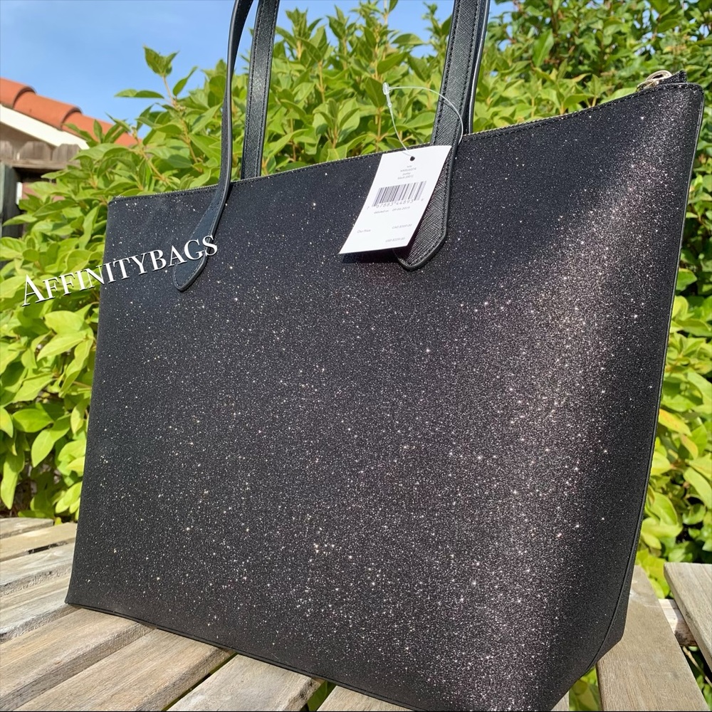 Kate spade large joeley Black glitter Holiday Tote - Picture 7 of 8